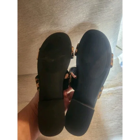 Steve Madden Lacole Leather Calf Hair Strappy Slide Sandals Size 8M - Picture 5 of 7